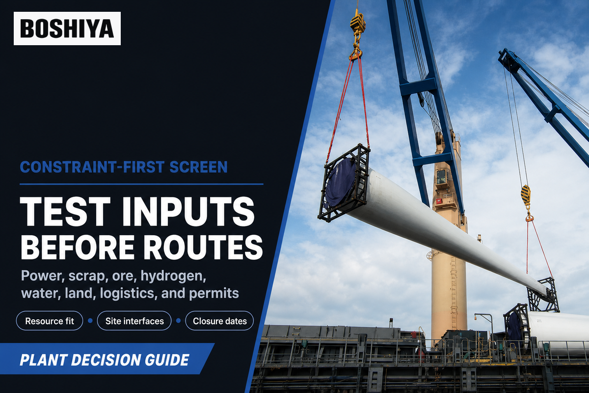 Screen the Asset Base Against Power, Scrap, Ore, Hydrogen, and Carbon Infrastructure — BOSHIYA